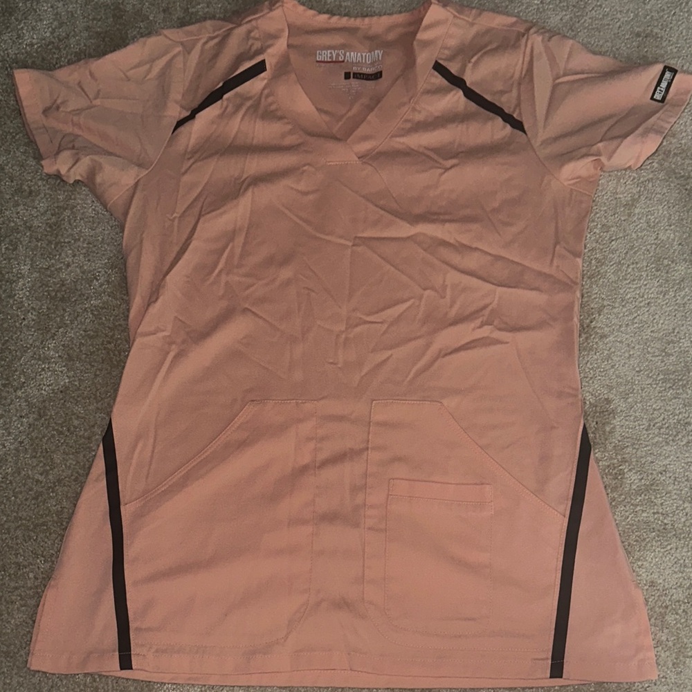 Grey's Anatomy Blush Scrub Top with Black Trim